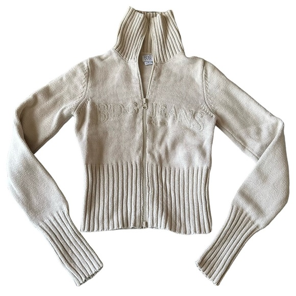 Urban Outfitters BDG Jacket Deep Hem Zip-Up Knit Neutral Small - Picture 4 of 8